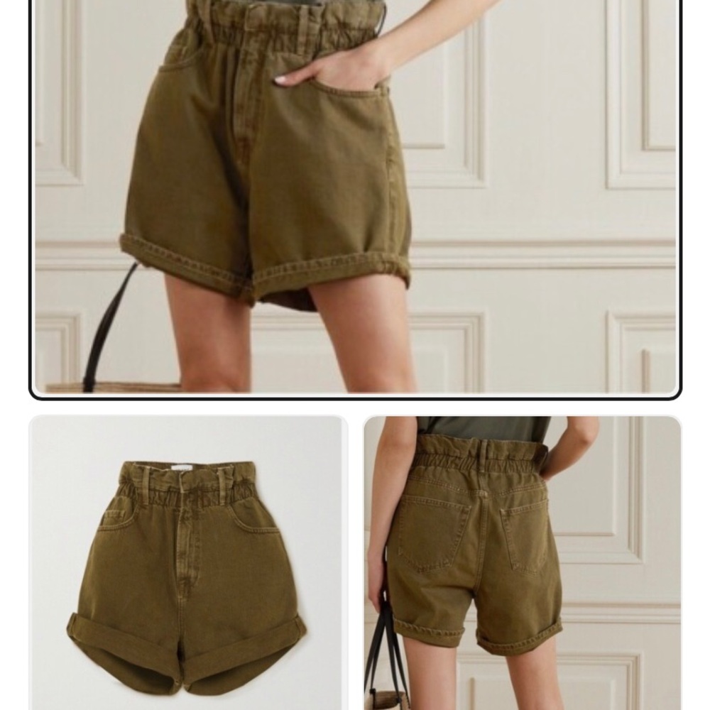 FRAME Denim Jean‎ Shorts Olive Green Washed Moss High Waist Size Small